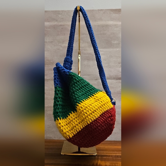 Crochet Drawstring Backpack - Rainbow - Picture 2 of 6